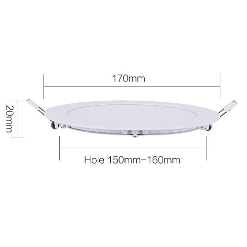 12W 6-inch Ultra-Thin Round LED Recessed Ceiling Panel Down Light with Driver, 1,000 Lumens, 80W Incandescent Equivalent, Home, Office, Commercial Lighting - Pack of 10, 6000K Cool White - color: 6000K - Cool White