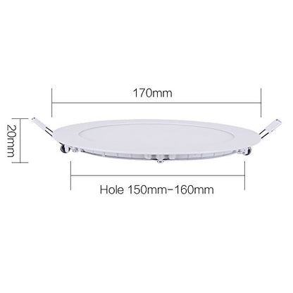 12W 6-inch Ultra-Thin Round LED Recessed Ceiling Panel Down Light with Driver, 1,000 Lumens, 80W Incandescent Equivalent, Home, Office, Commercial Lighting - Pack of 10, 6000K Cool White - color: 6000K - Cool White
