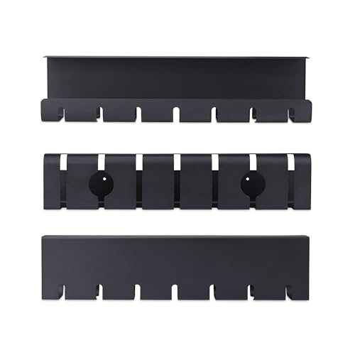 StarTech 2-Pack Under Desk Cable Management Tray (S2MB-Desk-Cable-Tray) | 42" Long (21" Per Tray), Screw-On, Metal Slotted Style Cable Organizer, Power Bar Holder, Black