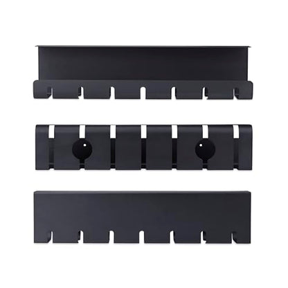 StarTech 2-Pack Under Desk Cable Management Tray (S2MB-Desk-Cable-Tray) | 42" Long (21" Per Tray), Screw-On, Metal Slotted Style Cable Organizer, Power Bar Holder, Black