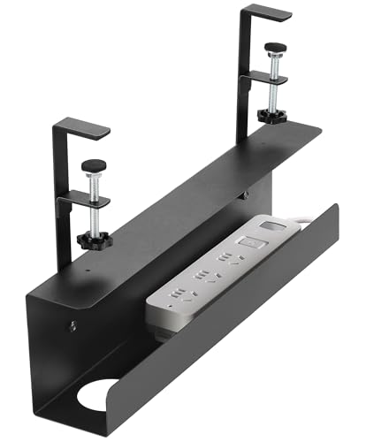 ZhiYo 17in Cable Management Under Desk Tray, 3in W x 4.7in H, Black - size: 3in W x 4.7in H x 17in L