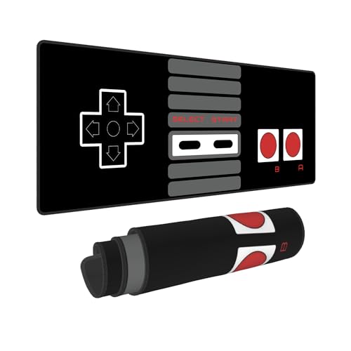 Retro Gaming Desk Mat,Black Video Game Controller Mousepad,31.5x12in | Large Extended Gamer Esports Mouse pad for Men Boy,Cool Stylish Full Desk Decor Washable Non-Slip Keyboard Mat,80x30cm - color: Gamepad Mousepad