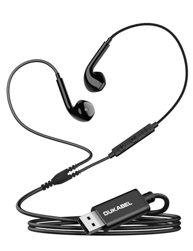 DUKABEL USB Wired Earbuds, PC Headphone with Mic for PC/ PS4/ PS5-6Feet