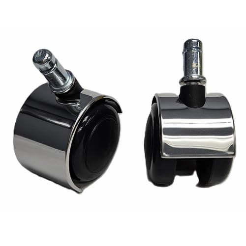 #66C5-2" Chrome Standard Replacement Office Chair Casters - Soft Wheels for Hard Floors - Set of 5 - Standard Size Stem 7/16 Inch Dia x 7/8 Inch Long.