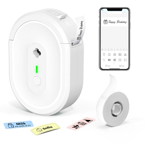 Bluetooth Label Maker Machine N12 Mini Thermal Label Printer, White - color: White