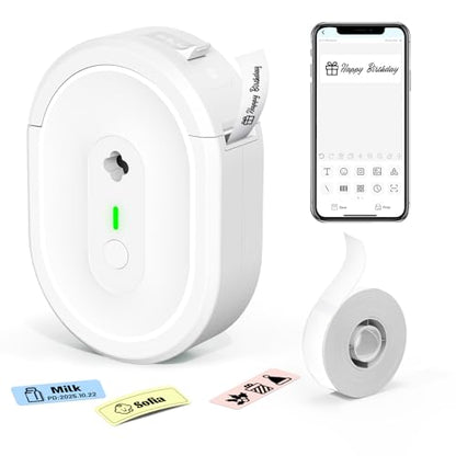 Bluetooth Label Maker Machine N12 Mini Thermal Label Printer, White - color: White