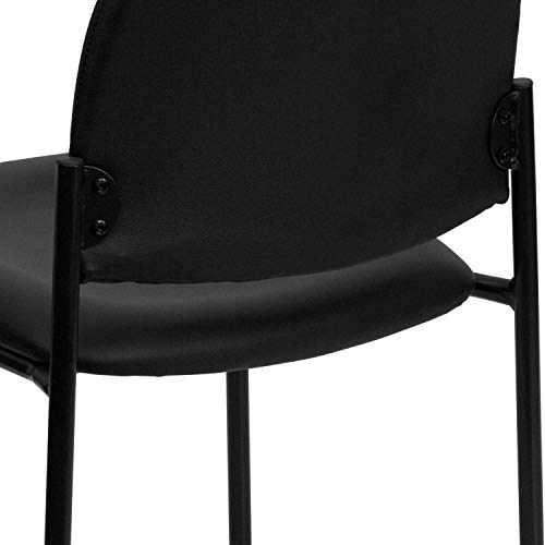 EMMA + OLIVER Black Vinyl Stackable Steel Side Reception Chair - color: Black Vinyl
