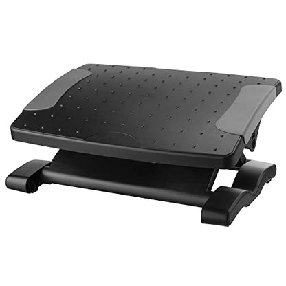 Kantek Ergonomic Adjustable Height Under Desk Footrest, 4 Height Setting, Adjustable Tilt Angle, Supports Legs to Enhance Comfort and Relieve Muscle Fatigue