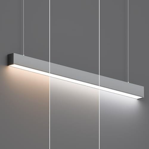 JTT 4FT LED Linear Light, 30W/40W/50W 3CCT 3000K/4000K/5000K CCT Selectable, 6250 LM Linkable Office Shop Light Fixture, ETL Listed Dimmable Architectural LED Suspension Office Lighting Fixture Gray - color: Silver 1 Pack（4FT）