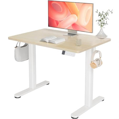 Claiks Electric Height Adjustable Standing Desk, 35x20 Inch, Nature | Smooth Height Adjustment, 3 Memory Presets, Cable Management Hub&Hook, Stable Steel Frame, 176lbs Capacity, Easy Assembly - color: Nature, size: 35