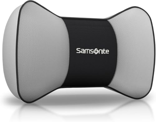 SAMSONITE Car Neck Pillow – Memory Foam Car Seat Headrest Cushion, Ergonomic Neck Support for Driving, Comfortable Head Rest for Long Trips, Travel Pillow for Cars & Office Chairs, Gray - color: Car Neck Pillow / Natural Gray