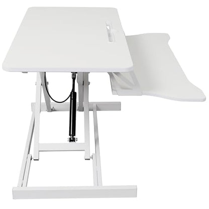 Standing Desk Converter, 32" Wide, Height Adjustable Sit Stand Up Desk Riser with Keyboard Tray, Desktop Workstation for Home Office Computer Laptop, White - color: White
