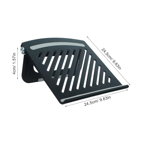 Foldable Adjustable Laptop Stand with Ventilated Panel, Black Riser