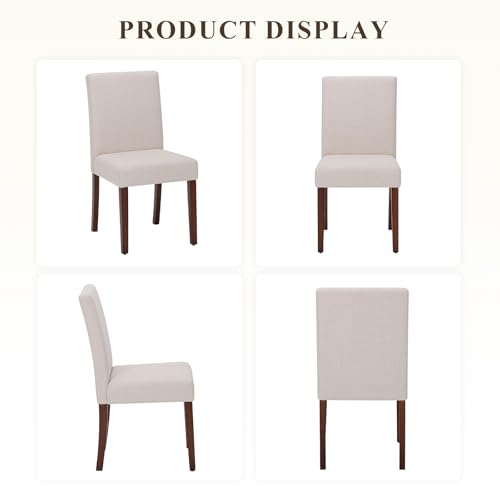 MALOL Upholstered Dining Chairs Set of 6, Fabric Dining Room Chairs, Modern Wooden Dining Chair, Kitchen Side Chairs, Farmhouse Dinner Chair with High Back for Kitchen, Beige - color: Beige, size: Set of 6