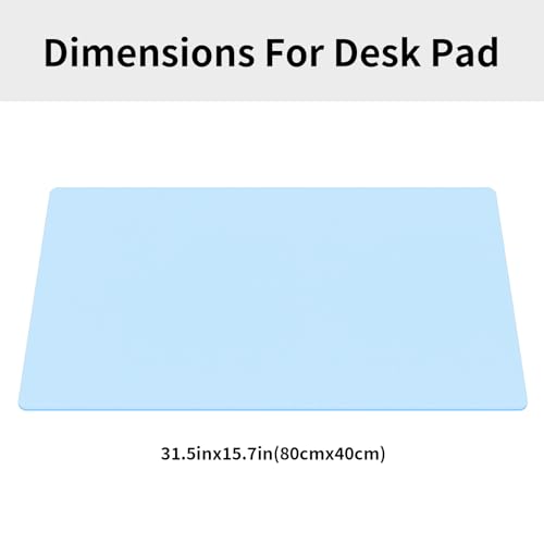 Large Office Leather Desk Mat, Large Mouse and Keyboard Pad, Laptop Pad, Desktop Protector(Light Blue, 31.5 in. x 15.7 in.) - color: Light Blue, size: 31.5×15.7inch