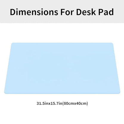 Large Office Leather Desk Mat, Large Mouse and Keyboard Pad, Laptop Pad, Desktop Protector(Light Blue, 31.5 in. x 15.7 in.) - color: Light Blue, size: 31.5×15.7inch