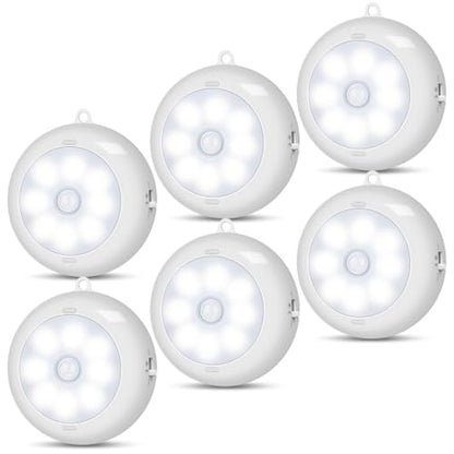Reoshine Motion Sensor Light Indoor AA Battery Operated, Under Cabinet Lighting, Magnetic Stick on LED Puck Lights for Stair, Wall, Closet, Dimmable, 6000K Cool White (6 Pack) - color: Cool White