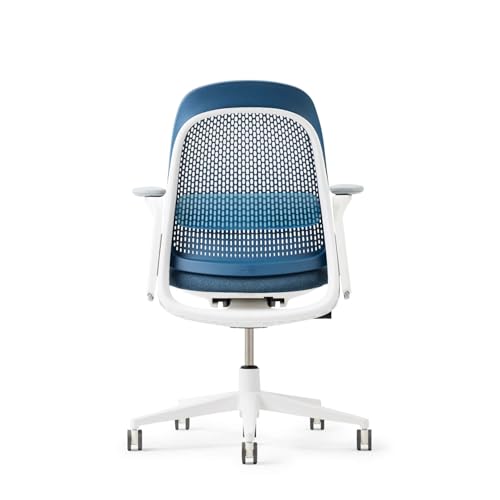 Haworth Breck Ergonomic Office Chair, Home Office Desk Chair, Lagoon | Computer Desk Chair with Height-Adjustable Lumbar Support, White Trim, Duo-Tone Hard Casters, and 4D-Arms - color: Lagoon, style: White Trim