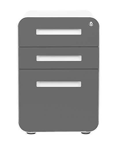 Laura Davidson Furniture Stockpile 3 Drawer File Cabinet with Lock - Under Office Desk Metal Filing Cabinet, Legal/Letter File Folders, Wheels and Stationary Feet, Pre-Assembled, Dark Grey Faceplate - color: Dark Grey Faceplate