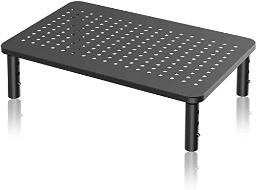 suptek Computer Monitor Stand Riser,Monitor Riser for Laptop, Printer, Notebook and All Flat Screen TV Display with Vented Platform,3 Height Adjustable Laptop Riser,1 Pack,Black(MST003) - color: Glossy Black, size: 14.6"L * 9.3"W