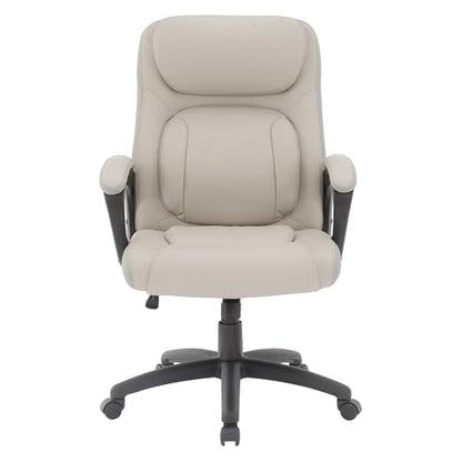Office Star FL Series Executive Seating Faux Leather Manager's Adjustable Office Chair with Padded Arms, Taupe with Grey Mesh Accents - color: Taupe
