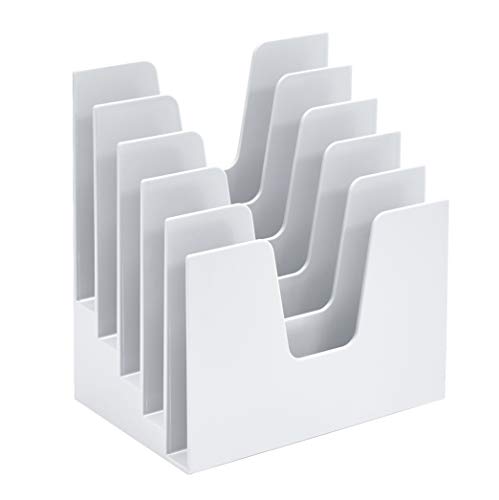 Acrimet 5 Section Incline File Sorter Organizer, Desktop Mail Holder, White | Durable Plastic, Space-saving Design, Easy Document Access, Ideal for Office, Home and School Use - color: white