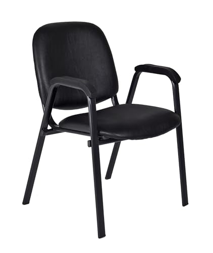 Romig Ace Vinyl Guest Stacking Chair with Arms, Durable and Comfortable Upholstery, Sturdy Steel Frame, Stackable Design for Office, Reception, and Conference Areas - Midnight Black - size: 1 Pack