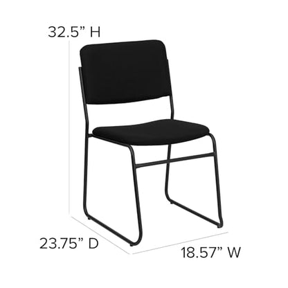 Flash Furniture 5 Pack HERCULES Series 500 lb. Capacity High Density Black Fabric Stacking Chair with Sled Base - color: Black Fabric/Black Frame, size: Set of 5