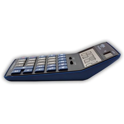 Achieva 12-Digit LCD Display Desktop Calculator | Blue | Mark Up Key, Selectable Decimal & Rounding Switches | Dual Solar/Battery Power | for Home, Office, School (990) - color: Blue