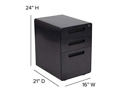 Flash Furniture 3-Drawer Locking Mobile Filing Cabinet, Black - color: Black, style: Ergonomic