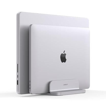 JOKItech Double Aluminum Laptop Vertical Stand Organizer, Sturdy Notebook Computer Holder Stand Compatible with New Liquid Retina XDR Apple MacBook Air/Pro/Neo, Mac mini, Apple TV & iPad Pro - Silver - color: Silver