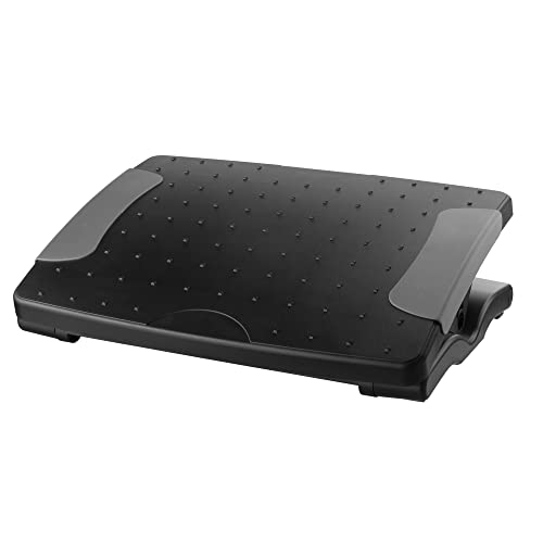 Kantek Ergonomic Adjustable Height Under Desk Footrest, 4 Height Setting, Adjustable Tilt Angle, Supports Legs to Enhance Comfort and Relieve Muscle Fatigue