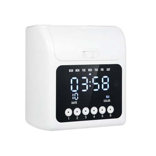 Employee Time Clock Machine System Attendance Recorder with 100 Cards 2 Ribbons Wall Mount Desktop Plug and Play for Small Business Office Factory Warehouse Retail (US Plug 110V)