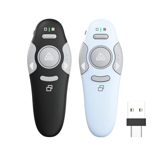 QUI 2 Pack Wireless Presentation Clicker Remote,USB A&C, Black Blue - color: Black Blue, style: USB Type-c