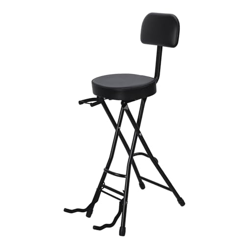 Guitar Seat with Stand, Guitar Stool with Padded Cushion, Collapsible Design, Heavy-Duty Ergonomic Backrest, Guitars Stool (Black) - color: Black-d