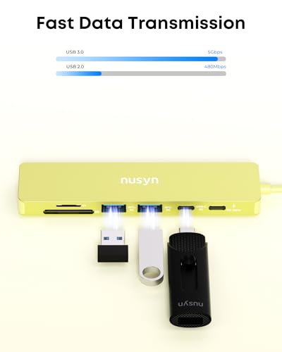 7-in-1 USB C Hub with 4K@60Hz HDMI, 2 USB-A, 1 USB-C, 100W PD Charging, SD 3.0 /TF 3.0 Card Reader, Compatible with MacBook Pro/Air/Neo, iPad Pro, iMac, iPhone 15-17 (Citrus) - color: Citrus