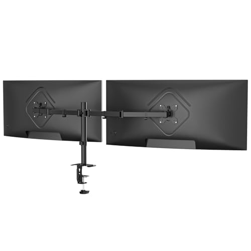 Suptek Dual Monitor Desk Mount, Adjustable Dual Monitor Arm for 2 Monitor Screens up to 43 inch, 15.75" Pole Monitor Stand for Desk, Holds up to 22 lbs, Black(MD9442LB) - color: Black, size: 34"-43"