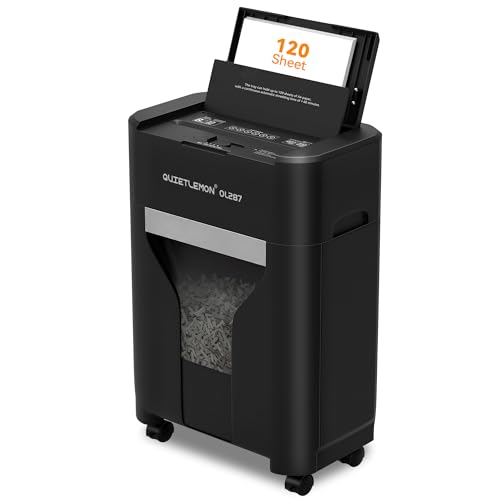 120-Sheet Auto Feed Paper Shredder, 40 Min Non-Stop, Shredders for Home Office Heavy Duty, P-4 Ultra Security Shredder for Home Office, Cross-Cut with Wheels, 5.28 Gal Bin, <63 dB (OL287) - size: 120 Sheet Auto Feed
