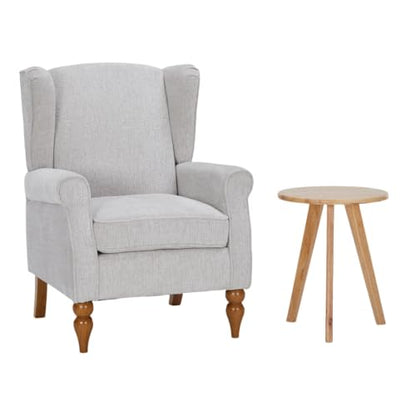 Mid-Century High Wingback Chair,Modern Fabric Accent Chair Armchair with Solid Wood Coffee Table Set,Leisure Single Sofa Chair for Living Room,Club,Home Reception,Beige - color: Beige.