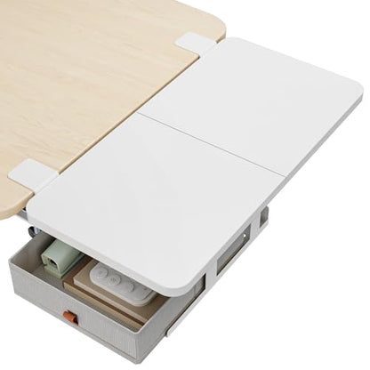 PEGZONE Desk Extender Tray, 24" x 12", with Storage Drawer, Medium, White - color: White, size: Medium