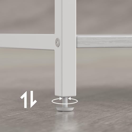 Printer Stand with Fabric Drawer, 3-Tier Industrial Sturdy Under Desk Printer Cart with Open Storage, Narrow Printer Table for Home Office, Fits Printer Scanner Fax Machine, White