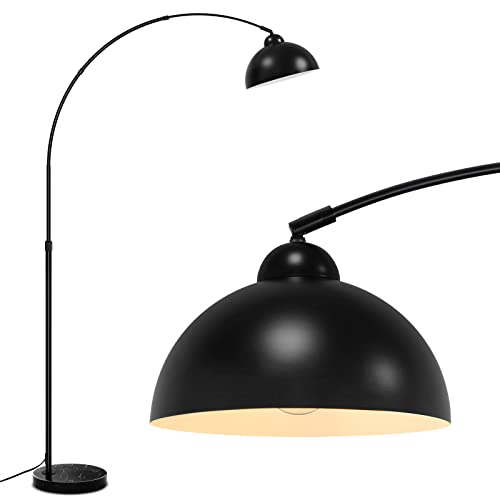 Arc Floor Lamp, Black Industrial Adjustable Over the Couch Stand Up Light | Metal Hanging Dome Shade, Modern Marble Base Farmhouse Tall Task/Reading Standing Lamp for Living Room Bedroom Office - color: Black