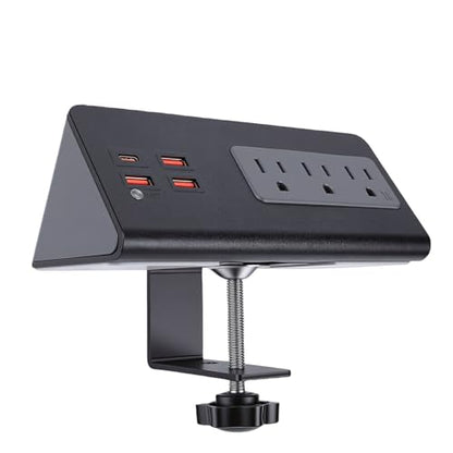 Fabater Desk Clamp Power Strip, Fast Charging Station with 3 AC Outlets, 3 USB A Ports & PD 20W USB C Ports, 6.56FT Desktop Mount Surges Protector, Fit 0.2-1.57IN Tabletop Edges (US)