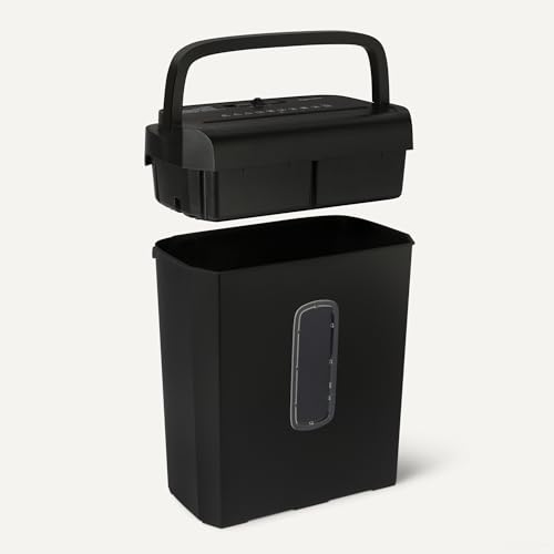 Amazon Basics 6-Sheet High Security Cross-Cut Paper and Credit Card Shredder, 3.7 Gallon, Shreds Staples, Auto Shut-Off, Compact Design for Home, Black - style: Cross Cut