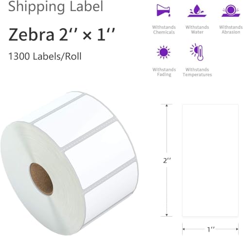 AveneMark 24 Rolls 2" x 1" Direct Thermal Labels for Barcodes Postage Address Shipping Labels Compatible with Rollo & Zebra Desktop Printers Adhesive - 1300 Labels/Roll - size: 2"x 1"(24 Rolls-31200 Labels)