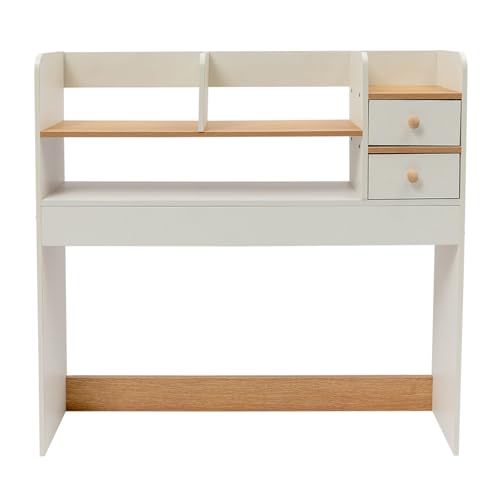 Desk Shelf 3 Tier Multipurpose Desktop Bookshelf with 2 Drawers Desktop Storage Organizer Desk Display Rack for Study Rooms Offices Bedrooms