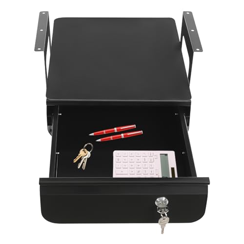 Sliding Storage Drawer, Under Desk Drawer (Black, 13 Inch) - color: Black, size: 13 Inch