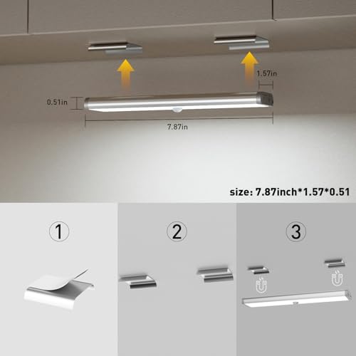 Under Cabinet Lighting Wireless,58 LED Motion Sensor Light Indoor Night Lights with Remote,Rechargeable RGB Under Cabinet Lights Bar,Dimmable Under Counter Lighting for Kitchen,Shelf(3Pack) - size: 3 Pack