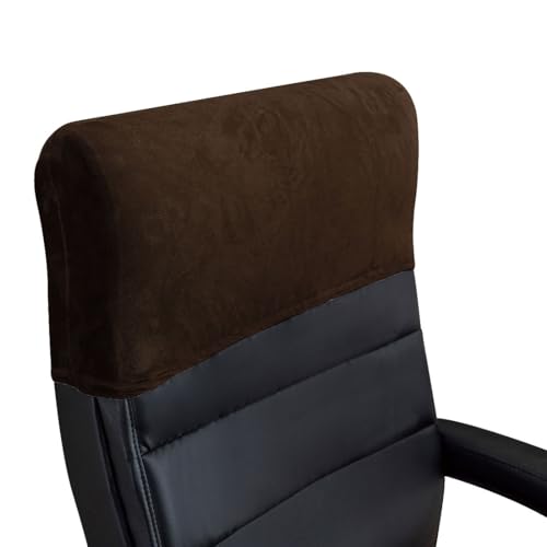 Stretch Office Chair Headrest Cover, Velvet Headrest Protector for Office Chairs, Head Rest Covers for High Back Computer Chairs, Furniture, Recliner Chair, 1 Pack, Dark Coffee - color: Velvet, Dark Coffee, size: 1 Pack