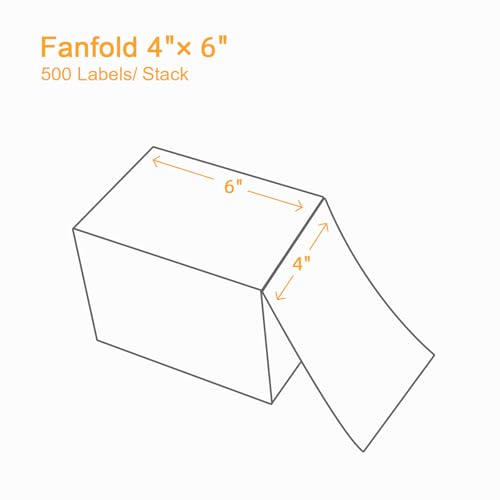【2000 Labels/4 Stacks】 Labelebal 4" x 6" Fanfold Direct Thermal Labels (101mm x 152mm) Shipping Address Mailing Postage Labels Compatible for Zebra & Rollo Printer Adhesives (500 Labels/Stack) - color: Zb-4"x6"-4stacks(2000 Labels)